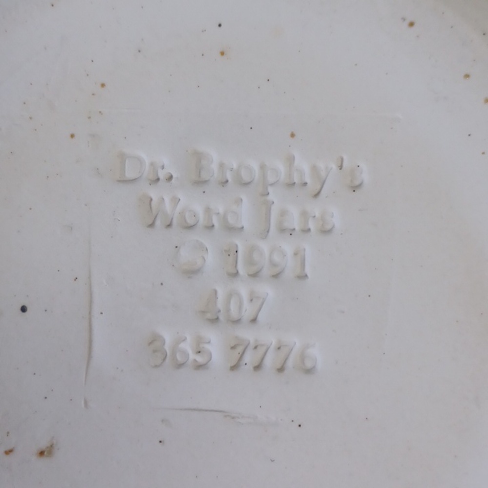 VINTAGE 1991 Dr. Brophy's Pottery Word Jar with Cork Lid - WISHES - Picture 13 of 13